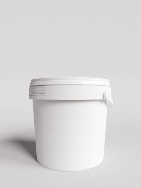 Beyaz boş plastik konteyner. 3D çizim