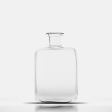 Cam şişe izole. 3D çizim