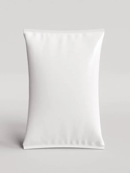 Beyaz boş folyo gıda Snack poşet çanta ambalaj. 3D çizim