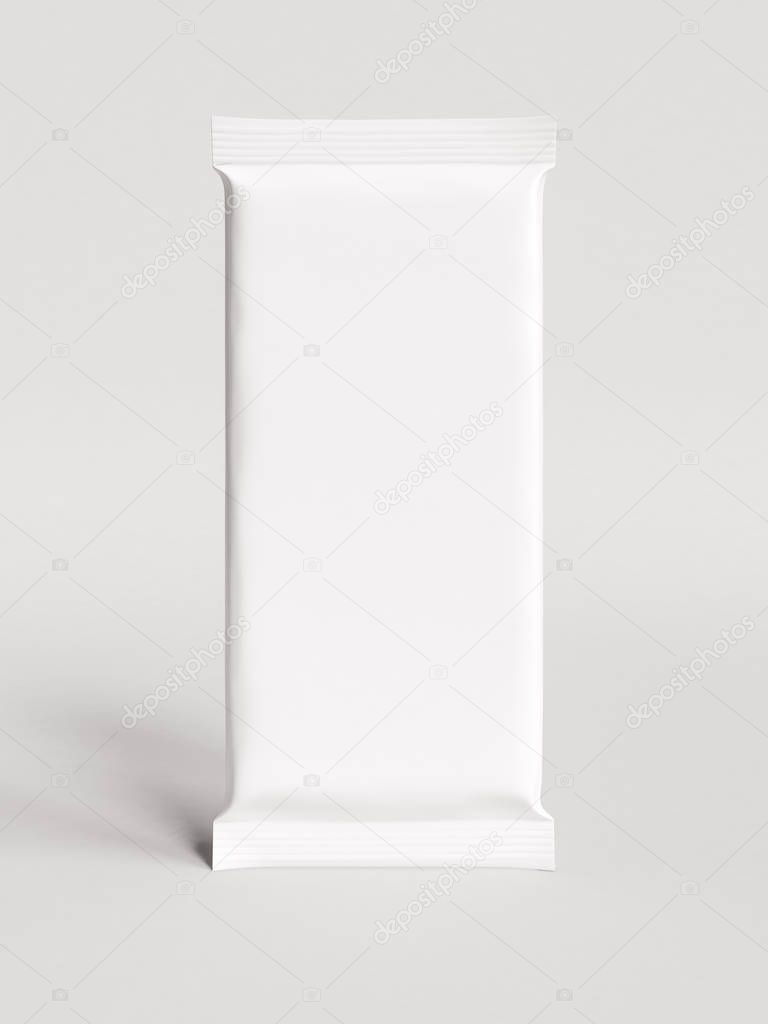 White Blank Foil Packaging Plastic Package. 3D illustration