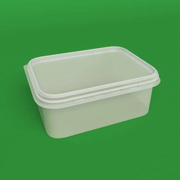 Plastic container packaging for food isolated on hromakey. 3D illustration — Stock Photo, Image