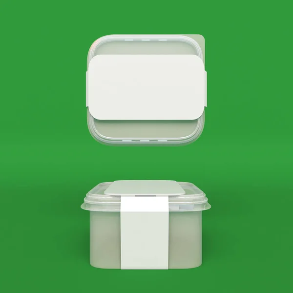 Envases de plástico para alimentos aislados en hromakey. Ilustración 3D —  Fotos de Stock