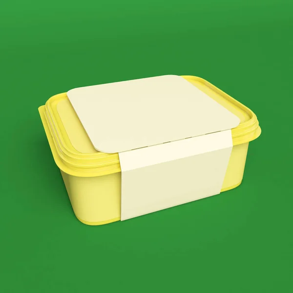 Plastic container packaging for food isolated on hromakey. 3D illustration