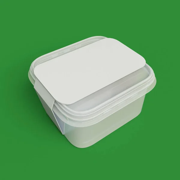 Plastbehållare förpackningar för livsmedel isolerad på hromakey. 3D illustration — Stockfoto