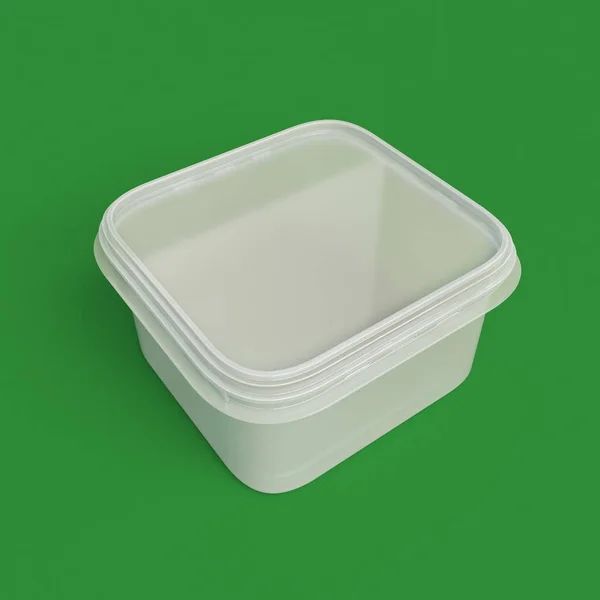 Plastic container packaging for food isolated on hromakey. 3D illustration — Stock Photo, Image