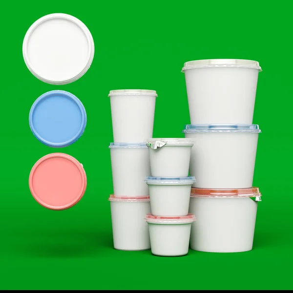 Műanyag csomagolás élelmiszer elszigetelt hromakey. 3D-s illusztráció — Stock Fotó