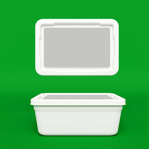 Plastbehållare förpackningar för livsmedel isolerad på hromakey. 3D illustration — Stockfoto