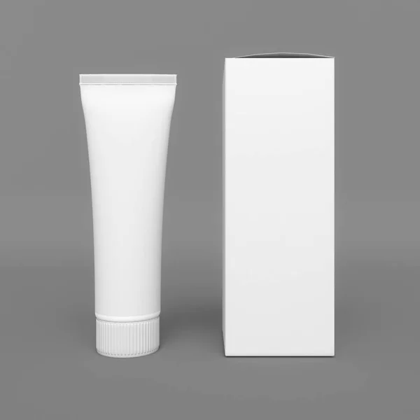 Blank box and tube isolated. 3D illustration — Stock Photo, Image