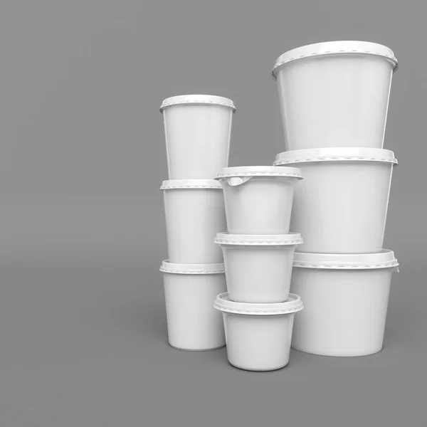 Plastik konteyner ambalaj. 3D çizim — Stok fotoğraf