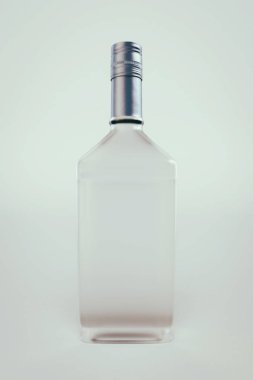 Altın kahverengi viski şişe. 3D çizim