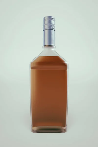Бутылка золотисто-коричневого виски. 3D иллюстрация — стоковое фото