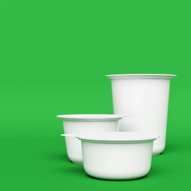 Plastik konteyner üzerinde hromakey izole. 3D çizim