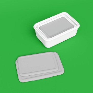 Plastik konteyner üzerinde hromakey izole. 3D çizim