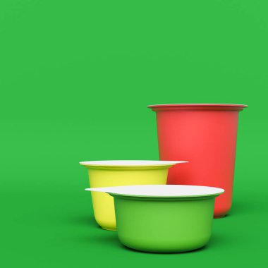 Plastik konteyner üzerinde hromakey izole. 3D çizim