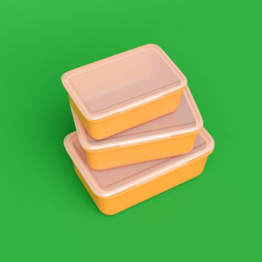 Plastik konteyner üzerinde hromakey izole. 3D çizim
