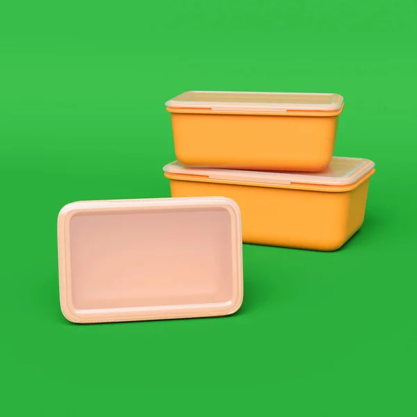 Plastic container isolated on hromakey. 3D illustration