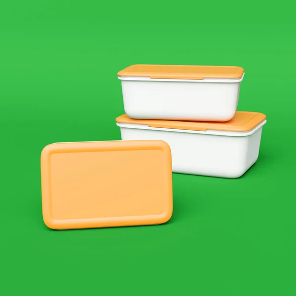 Plastic container isolated on hromakey. 3D illustration — Stock Photo, Image