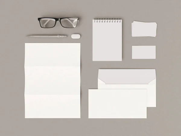 Simple White Office Supplies Mockup