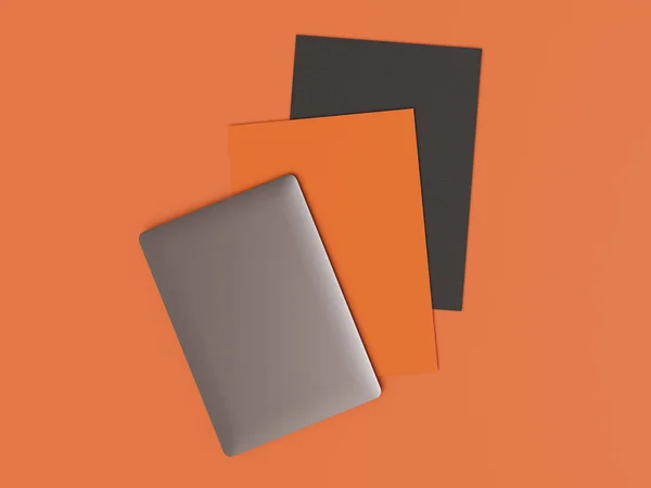 Orange Corporate Identity. Branding finto. Forniture d'ufficio, Gadgets. Illustrazione 3D — Foto Stock