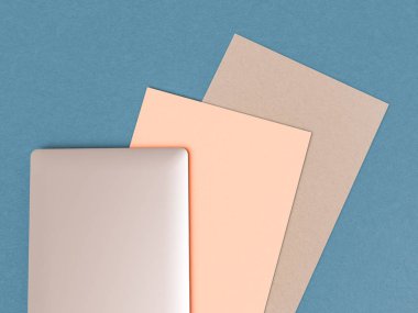 Kurumsal kimlik. Kadar sahte marka. Ofis, banka donatımı, becerikli alet. 3D çizim