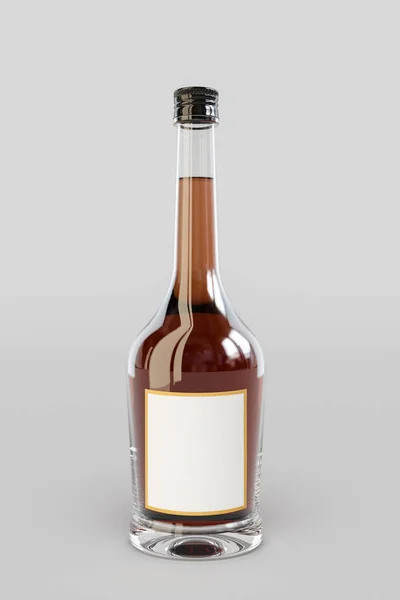 黄金の茶色のウイスキーのボトル。3 d イラストレーション — ストック写真