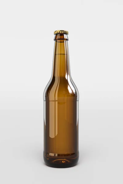 Garrafa de cerveja mockup vidro isolado. Ilustração 3D — Fotografia de Stock