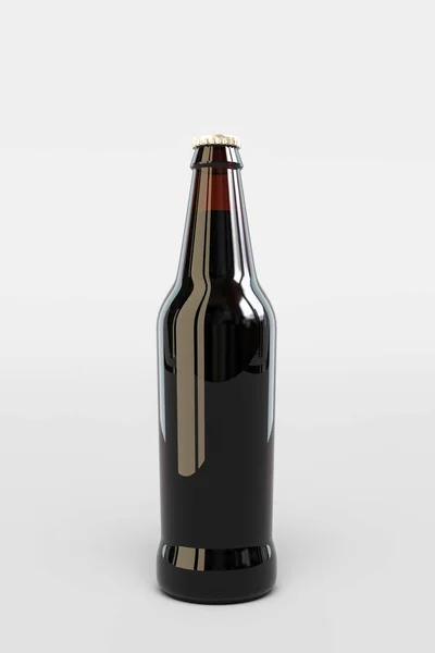 Cerveza botella de vidrio mockup aislado. Ilustración 3D — Foto de Stock