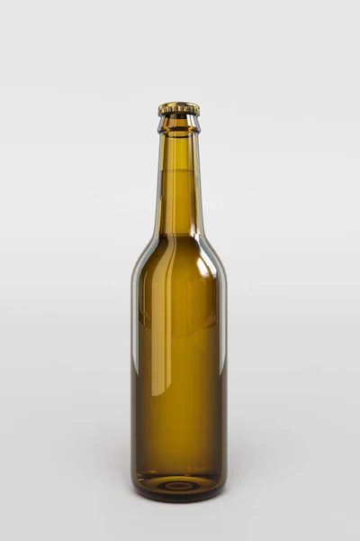 Birra bottiglia di vetro mockup isolato. Illustrazione 3D — Foto Stock