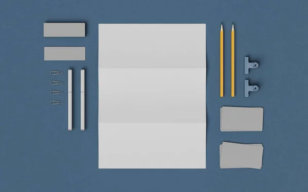 Stationery & Branding Mockup . Office supplies, Gadgets. 3D illustration — Stock Photo, Image