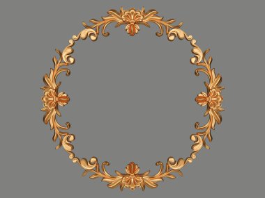 Gri zemin üzerine altın süs. İzole