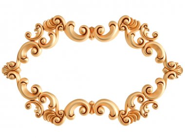 Altın Çerçeve beyaz zemin üzerinde. İzole