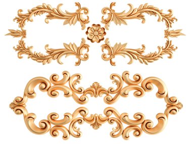 Beyaz zemin üzerine altın süs. İzole