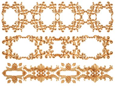 Beyaz zemin üzerine altın süs. İzole