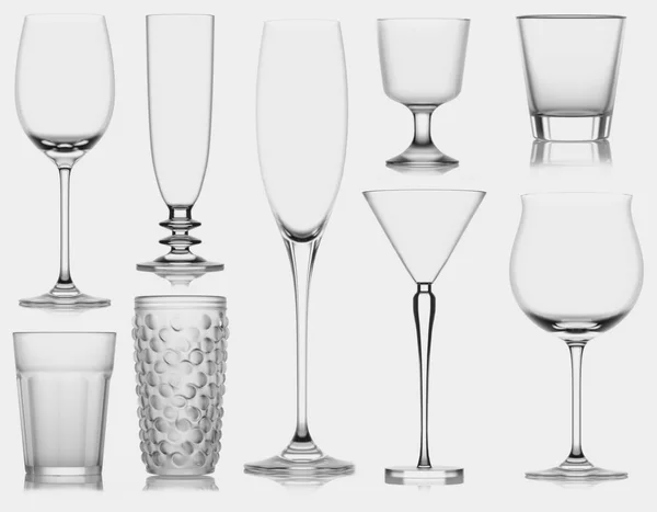 Glass cup, isolated. 3D illustration. Black and White — Stock Photo, Image