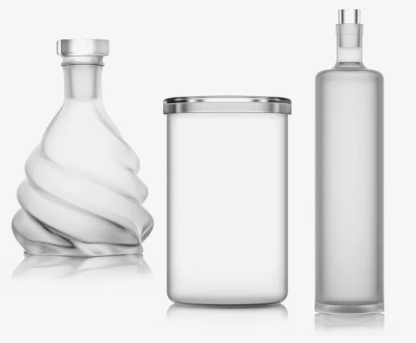 Glass vases collection isolated. 3D illustration. Black and White — Stock Photo, Image