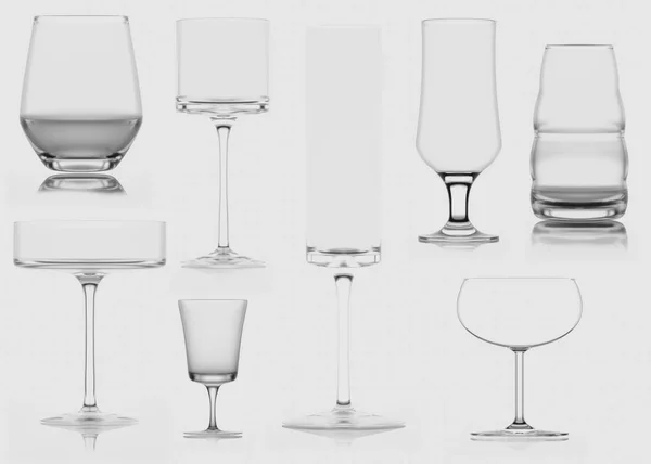 玻璃杯子，孤立。3d 图。黑色和白色 — 图库照片
