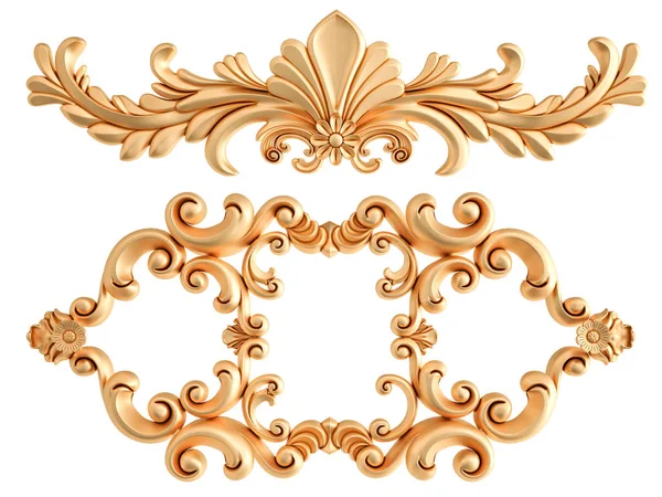 Ornamento in oro su sfondo bianco. Isolato — Foto Stock