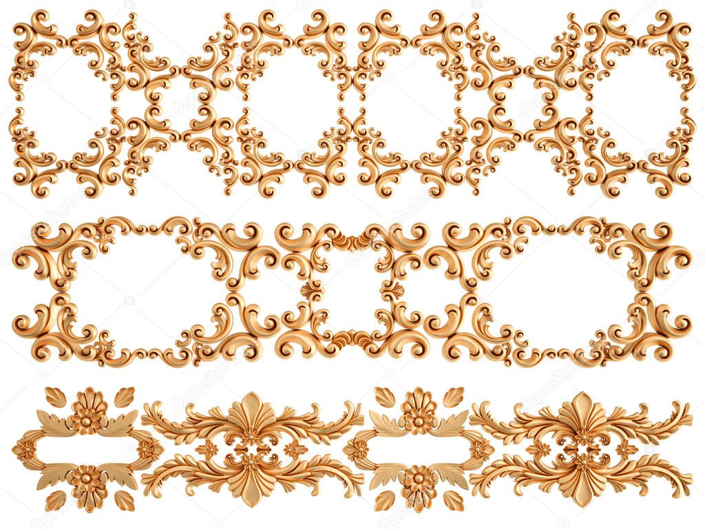 Gold ornament on a white background. Isolated