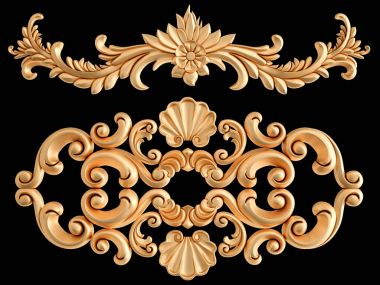 Siyah bir zemin üzerine altın süs. İzole