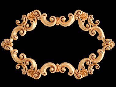 Siyah bir zemin üzerine altın çerçeve. İzole