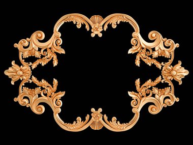 Siyah bir zemin üzerine altın süs. İzole