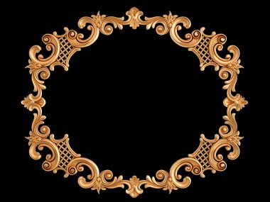 Siyah bir zemin üzerine altın çerçeve. İzole