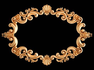 Siyah bir zemin üzerine altın çerçeve. İzole