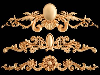 Siyah bir zemin üzerine altın süs. İzole