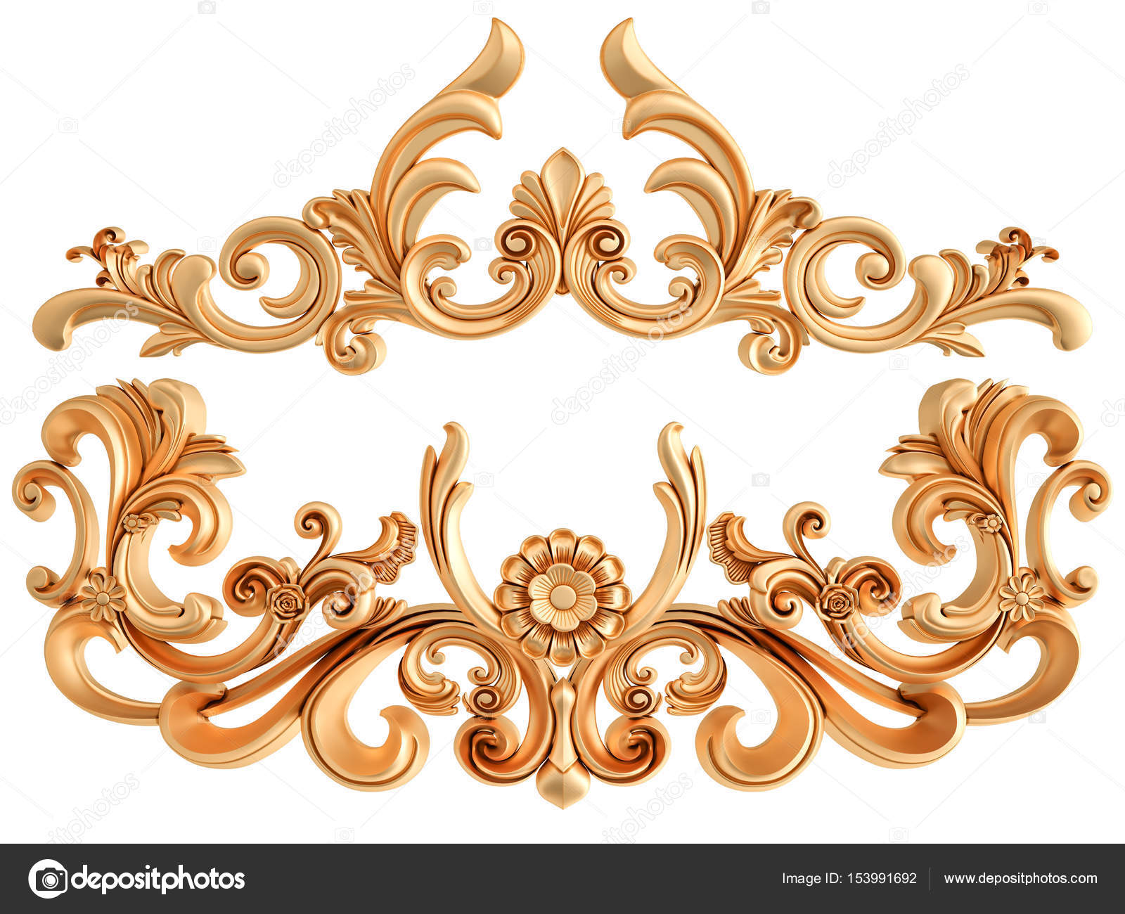 Gold ornament on a white background. Isolated Stock Photo by ©Studiotan