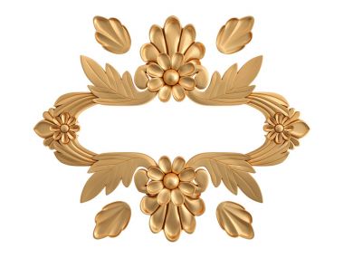 Beyaz zemin üzerine altın süs. İzole