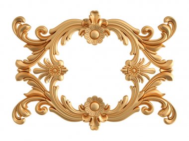 Altın Çerçeve beyaz zemin üzerinde. İzole