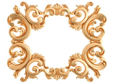 Altın Çerçeve beyaz zemin üzerinde. İzole