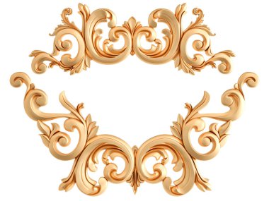 Beyaz zemin üzerine altın süs. İzole