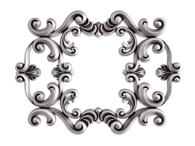 Beyaz bir arka plan üzerinde krom süsleme. İzole